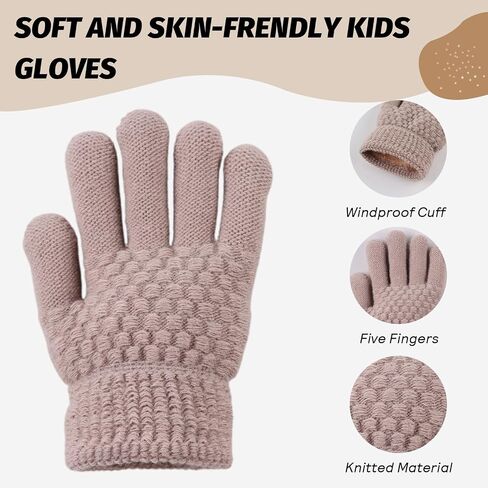 JANGANNSA Cold Weather Kids Gloves Warm Knitted Children Magic Glove With Fleece Lining Winter Gloves For Boys Girls in Kuwait