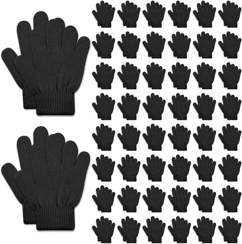 ONESING 50 Pairs Kids Gloves - Soft Knitted Children Gloves Bulk for Girls & Boys | Stretchy Gloves for Cold Weather in Kuwait
