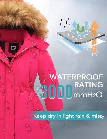 Girl's Winter Coats Warm Puffer Jacket Long Fleece Lined Coat With Removable Hood in Saudi Arabia