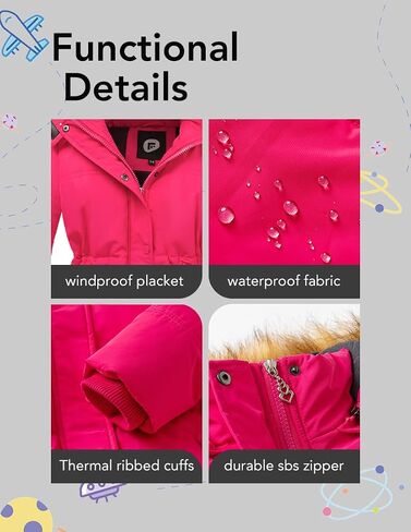 Girl's Winter Coats Warm Puffer Jacket Long Fleece Lined Coat With Removable Hood in Saudi Arabia