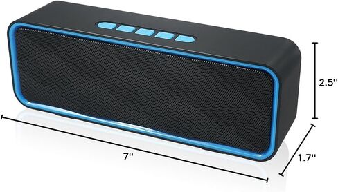 Wireless Bluetooth Speaker with AUX/USB/TF Card Slot,Outdoor Portable Stereo Speaker with HD Audio,Enhanced Bass, Dual-Driver,Handsfree Calling, FM Radio Speaker for Travel,Party (Black) in Kuwait