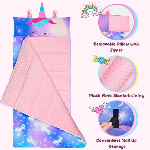 Nap Mat Unicorn Sleeping Bag with Reusable Pillow and Blanket Slumber Bag Daycare in Saudi Arabia