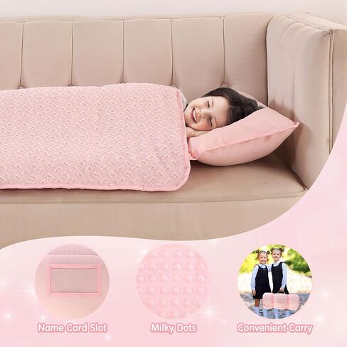 سجادات قيلولة للأطفال الصغار معنقدة لمرحلة ما قبل المدرسة للرعاية النهارية للفتيات من قماش الجاكار خصلات نوم للأطفال الصغار حقيبة قيلولة مع وسادة قابلة للإزالة لغرف النوم في رياض الأطفال أثناء السفر والتخييم in Kuwait