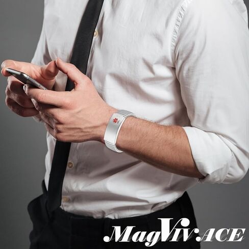 MagVIVACE Men's Medical ID Alert Bracelet, Stainless Steel Medic Jewelry in Saudi Arabia