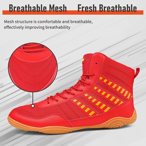 Wrestling Shoes Boxing Shoes for Men Pro Wrestling Boots High Top Fitness Weightlifting Powerlifting Shoes in Saudi Arabia