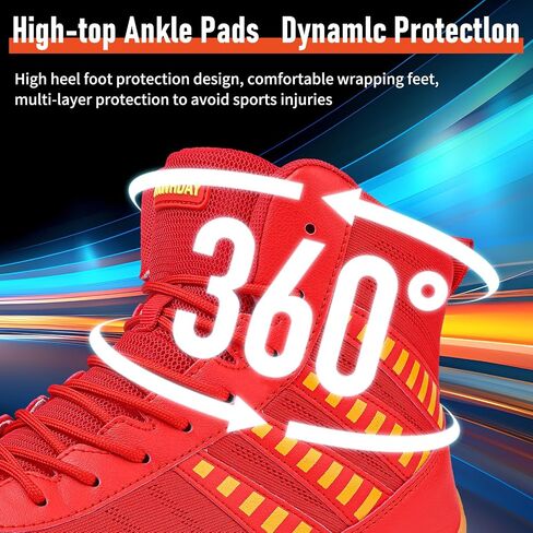 Wrestling Shoes Boxing Shoes for Men Pro Wrestling Boots High Top Fitness Weightlifting Powerlifting Shoes in Saudi Arabia