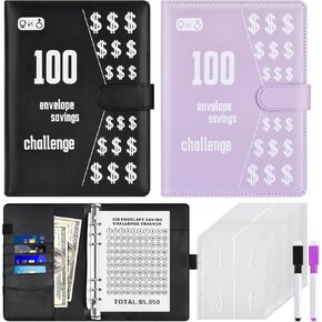 100 Envelopes Money Saving Challenge, Money Saving Binder, Savings Challenges Book With Envelopes, Cash Envelope Budget Binder Savings Book, 100 Day Savings $5050 Challenge Binder