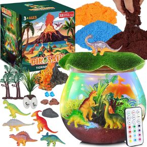 Dinosaur Toys for Boys - Dinosaur Terrarium Kit for Kids - Christmas Birthday Gifts for Boys Ages 4 5 6 7 8 Year Old - Light Up DIY Dinosaur Arts and Crafts for Boys and Kids