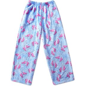 iscream Big Girls Silky Soft Plush Fun Print Fleece Pants - Holiday Twinkle Collection