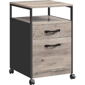 VASAGLE File Cabinet, Mobile Filing Cabinet with Wheels, 2 Lockable Drawers, Open Shelf, for A4, Letter Size, Hanging File Folders, Ink Black UOFC077B16