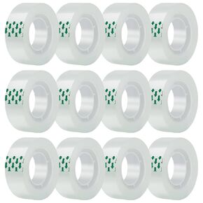 12 Rolls Clear Tape, Transparent Tape Refills, Gift Wrap Tape 3/4 * 900 inch for Gift Wrapping for Office, Home, School