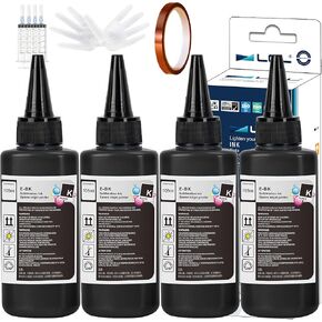 LCL Black Sublimation Ink Refilled Bottles Work with WF7710 ET2760 ET2720 ET2803 ET2800 ET15000 C88 C88+ Inkjet Printer Heat Press Transfer on Mugs Plates T-Shirts Pillows Phone Case
