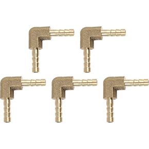 X AUTOHAUX 5mm Brass Barb Elbow 90 Degree Male Thread Connector for Air Water Gas Oil 5pcs