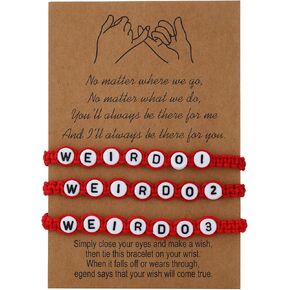 Weirdo BFF Friendship Bracelets for 3 Handmade CHISMOSA Matching String Bracelets for Best Friends Couples Women Men