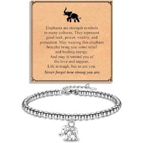 Elephant Gifts for Women, Elephant Bracelet Get Well Soon Inspirational Spiritual Mptivational Encouragement Gifts for Women on Birthday Christmas Valentines Day Mothers Day