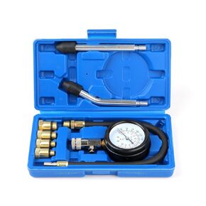 Compression Tester, 8pcs Engine Compression Tester kit Professional Petrol Gas Engine Cylinder Pressure Gauge 0-300 PSI Automotive Tool for Motorcycle Car Truck (Black)