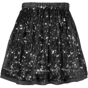 Girls Sequin Skirt Pleated Sparkly Skirt Elastic Waist Kids Toddler Glitter Dance Skirts for Party 5-14 Years