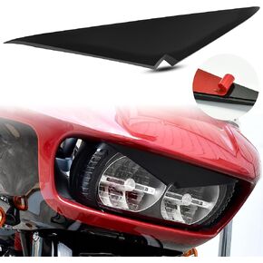 Headlight Eyebrows Sticker for 2015-Up Road Glide, Black Headlamp Eyebrow Eyelids Upper Tip Trim Decoration Cover Visor Decoration for Harley Davidson Road Glide 2015-Later Accessories