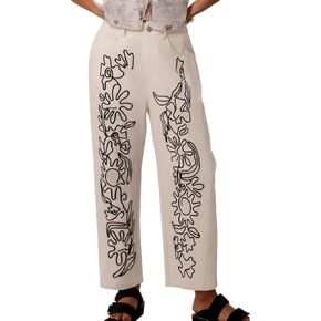 Kedera Mid Rise Barrel Jeans for Women Embroidered Wide Leg Denim Pants Baggy Boyfriend Jeans with Pockets
