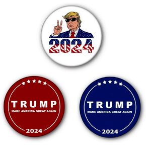Trump 2024 Pin Buttons - Trump for President 2024 Election Campaign Brooch / 3 Pack 2.28 inch Pins
