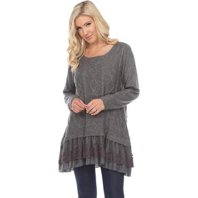 Simply Couture Women's Casual Pullover Cable-Knit Oversize Sweater