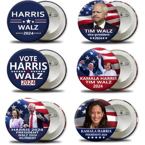 Kamala Harris 2024 for President Pins Button Harris Presidential Election Button Set of 6 Harris Waltz 2024 Campaign Button Pins For Men Women Harris Merchandise 2.28 Inches in Kuwait