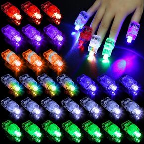 210 قطعة من مصابيح أصابع LED، 7 مصابيح يدوية للأصابع، ألعاب حلقة إصبع مضيئة تعمل بالبطارية، مصابيح أصابع صغيرة، لوازم الحفلات المتوهجة في الظلام لعروض الحفلات الموسيقية (210 قطعة)