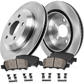Callahan Rear Replacement Brake Disc Rotors and Ceramic Brake Pads + Hardware Brake Kit For Subaru Legacy Outback WRX