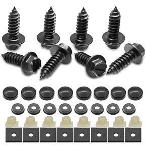 40 Pcs License Plate Screws | Anti-Theft, Anti-Rattle & Rust-Proof Bolts for Securing License Plates Frames or Covers on Cars, Trucks, SUVs | Easy Installation | Enhance Vehicle Security | Black