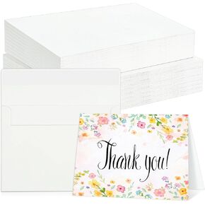 60 Sets Watercolor Cards with Envelopes, 140 lb/300 GSM Watercolor Paper Cards, 4x6 Inch Foldable Blank Watercolor Postcards and Envelopes for Greeting Cards, Wedding Invitations, Thank You Cards