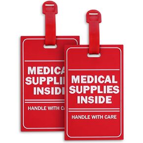 2 Pack Medical Supplies Inside Tag, Handle with Care for Luggage or Bags Containing Medical Devices, Easy to Spot