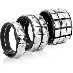 Studded Bracelet,Punk Bracelet,Leather Bracelet for Men Women,Goth Gothic Bracelet,Emo Accessories,Mens Cuff Bracelet,Grunge Accessories,Scene Accessories,80s Punk Rock Outfits for Women 3 Packs