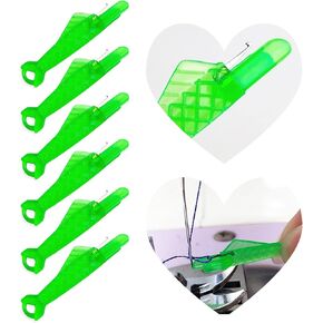 12Pcs Mini Fish Type Needle Threader for Sewing Machine Quick Sewing Threader Needle Tool Plastic Sewing Threaders for DIY and Sewing Machine (Green)