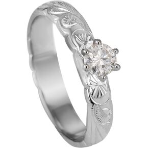 925 Sterling Silver Hawaiian Heirloom Princess Plumeria Flower Scroll Ring Stackable Wedding Engagement Promise Band, Topaz, Opal, D VVS1 Moissanite Diamond, Nickel Free Hypoallergenic for Sensitive Skin, with Gift Box