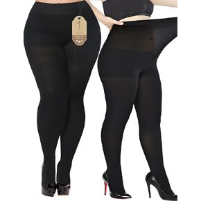 Buauty Plus Size 80D Black Tights for Women - Opaque Stockings, Run Resistant Pantyhose, High Waist Control Top(1 pair) in Saudi Arabia
