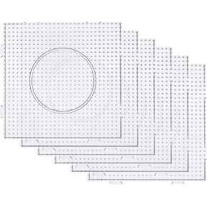 Fuse Beads Boards, 5mm Bead Pegboard Large Clear Fuse Beads Pegboards 6PCS Plastic Square Beads Boards for Kids DIY Craft Beads