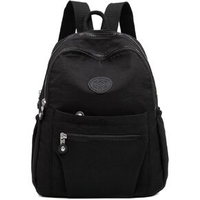 Mini Backpack Purse for Women,Small Nylon backpacks for Ladies Backpacks Women Anti Theft Travel Bag (Black)