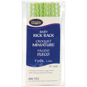 Wrights 117-400-922 Polyester Baby Rick Rack Utility Trim, Leaf Green, 4-Yard