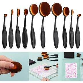 Briartw 10-Piece Mixed Sizes Ink Blending Brush Set - Soft Brushes for Stencils,Card Making,Crafting,and Paper Crafts for Flawless Application and A Luxurious Design