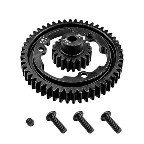 50T M1.0 Hardened Steel Spur Gear with 20T Pinion Gear Fit for Traxxas 1/10 Maxx 1/5 X-Maxx 1/10 E-REVO 2.0 VXL 1/7 XO-1, Hot Racing Spur Gear RC Cars Spare Parts