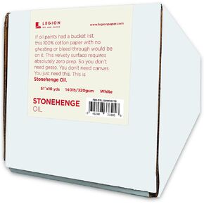 Stonehenge Oil 100% Cotton Medium Weight Roll, White, 51" x 10 Yards, 320gsm, for Oil Media
