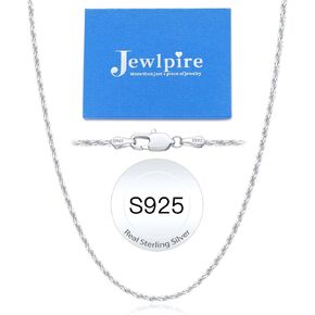 Jewlpire Italian 2mm Rope Chain 925 Sterling Silver Chain Necklace for Women Men, 14K Plated Gold Chain for Women Sturdy Women's Chain Necklaces, 16 18 20 22 24 26 Inch