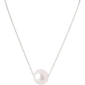 freshwater pearl necklace，silver pearl necklace jewelry，18 + 2 Inch Adjustable 925 silver Chain， white pearl necklace for women Preferred Token