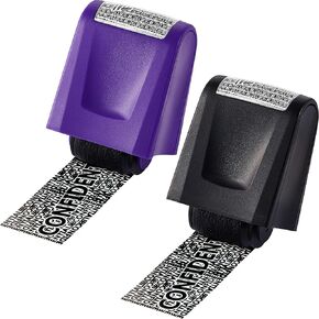 2 Pieces Identity Theft Prevention Stamp Guard Your ID Stamp Roller Address Blocker Wide Rolling Security for Mail(Medium,Black and Purple)