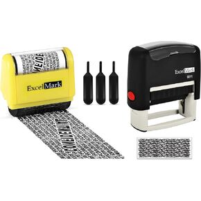 ExcelMark Rolling Identity Theft Guard Stamp (Roller Stamp, Refill Ink, and Self-Inking Stamp)