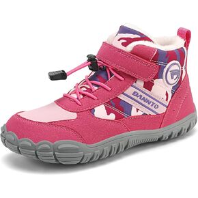 Dannto Kids Winter Snow Boots Boys Girls Wide Toe Box Warm Barefoot Hiking Shoes Fur Lined Outdoor Ankle Walking Boots