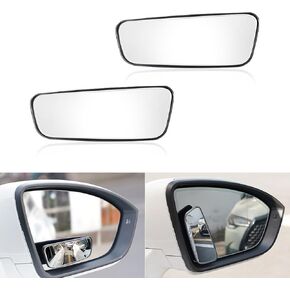 Pack-2 Car Blind Spot Mirror, 1.96In x 1.96In Waterproof HD Convex Wide Angle Looking Parking Aid Glass, Universal Adjustable Vehicle Reverse Accessories for Car SUV Truck (Silver)