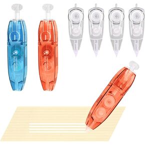 Temiary 6Pcs White Out Correction Tape, 2 Whiteout Pen with 4 Extra Refills, Refillable Retractable Quick Dry Aesthetic Tape, Easy to Use Applicator for Writing Correction Supplies (Green & Purple)