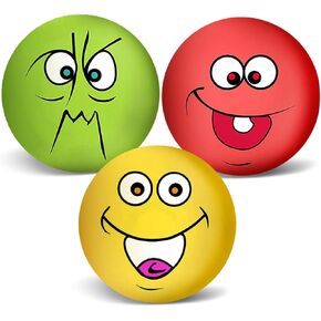 Squeaky Dog Toy Chewing Dog Toys Durable Teething Latex Rubber Soft Interactive Fetch Play Dog Balls with Funny Face for Puppy Small Medium Pet Dog (5PCS)