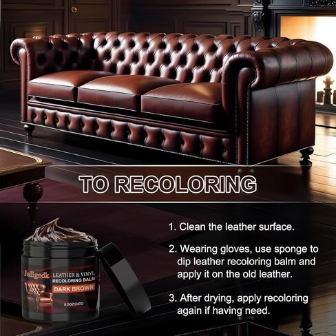 Leather Recoloring Balm - Leather Color Restorer, Leather Repair Kit for Furniture, Leather Scratch Couch Repair Kits for Furniture, Leather Dye, Leather Color Restorer for Couch, Leather Paint Repair in Saudi Arabia
